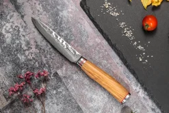 Coffret 3 couteaux Wusaki Damas 10Cr olivier Santoku + Universel + Office