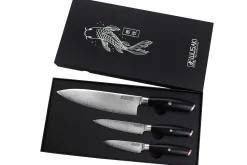 Coffret 3 couteaux Wusaki Fujiko Black 10CR Chef + Office + Universel