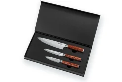 Coffret 3 couteaux Wusaki Pakka X50 pakkawood Chef + Universel + Office