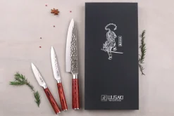 Coffret 3 couteaux Wusaki Pakka X50 pakkawood Chef + Universel + Office
