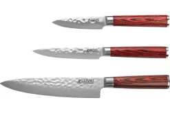 Coffret 3 couteaux Wusaki Pakka X50 pakkawood Chef + Universel + Office