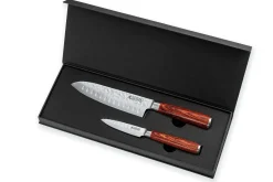 Coffret 2 couteaux Wusaki Pakka X50 pakkawood Santoku + Office