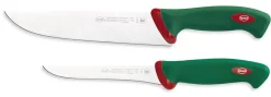 Coffret de 2 couteaux de boucher professionnels SANELLI Premana manches verts ergonomiques