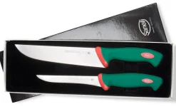 Coffret de 2 couteaux de boucher professionnels SANELLI Premana manches verts ergonomiques