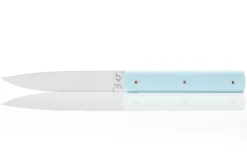 Coffret de 6 couteaux de table faits mains Perceval 9.47 bleu ciel