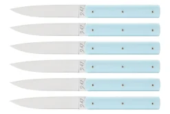 Coffret de 6 couteaux de table faits mains Perceval 9.47 bleu ciel