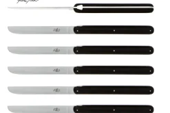 Coffret de 6 couteaux de table Forge de Laguiole Andrée Putman manches rivetés en ébène