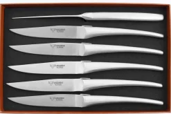 Coffret de 6 couteaux de table Laguiole en Aubrac Monobloc en inox brossé