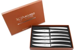 Coffret de 6 couteaux de table Laguiole en Aubrac Monobloc en inox brillant