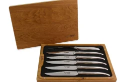 Coffret de 6 couteaux de table Laguiole en Aubrac tout inox manches brillants