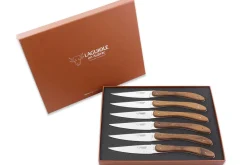 Coffret de 6 couteaux de table Laguiole en Aubrac L'Ecir manches en noyer