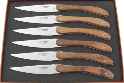 Coffret de 6 couteaux de table Laguiole en Aubrac L'Ecir manches en noyer