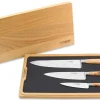 Coffret de 3 couteaux en genévrier Laguiole en Aubrac : Office + Universel + Chef