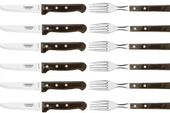 Coffret de 6 couteaux à steak lame crantée + 6 fourchettes Tramontina Jumbo