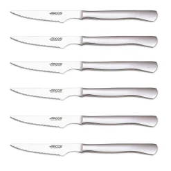 Coffret de 6 couteaux à steak monobloc Arcos lames acier inox microdentées
