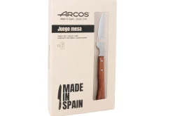 Coffret de 6 couteaux à steak/pizza Arcos lame dentelée 11cm manche en bois de hêtre compressé