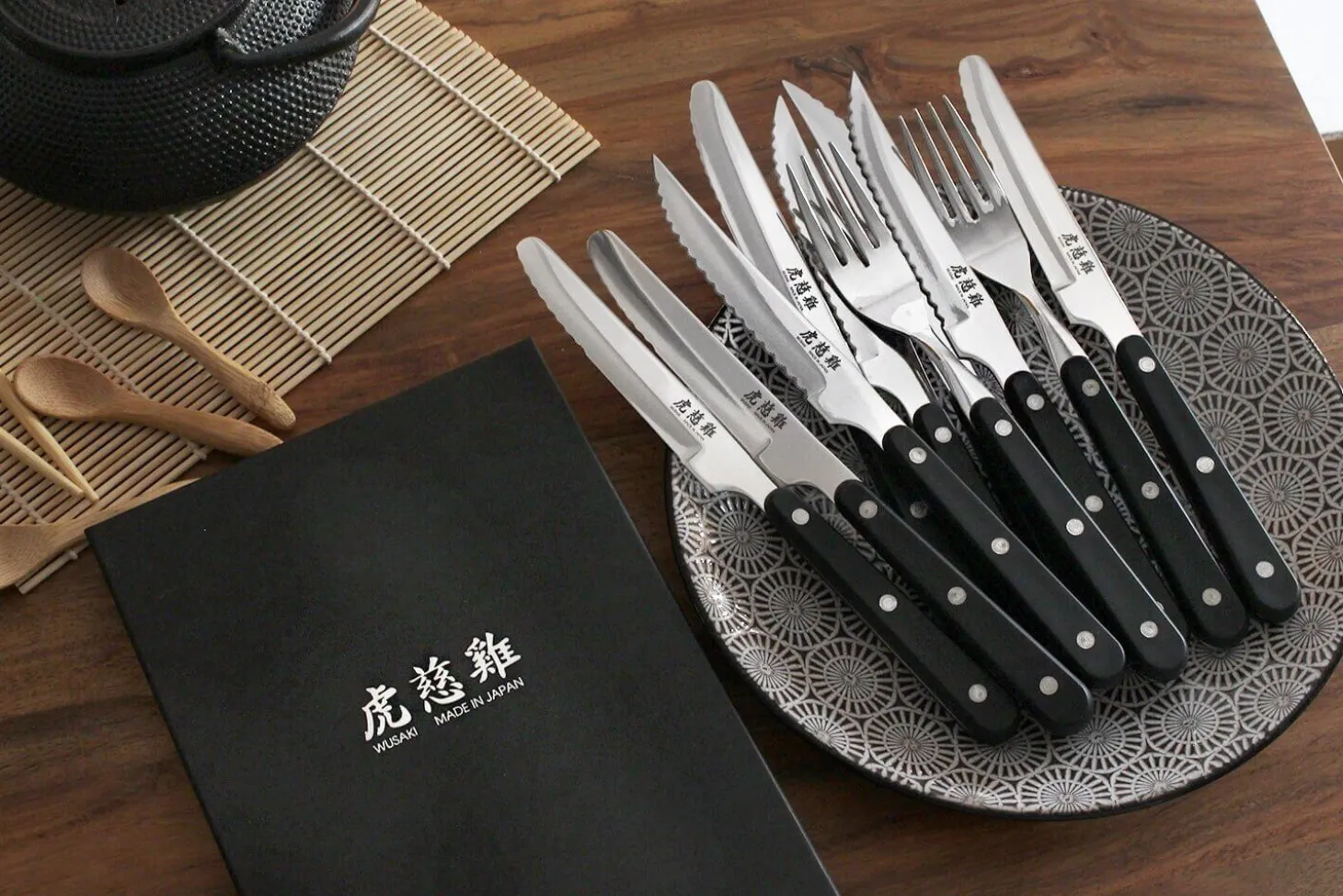 Coffret de table Wusaki 2 couteaux à steak 11cm + 2 fourchettes