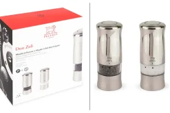 Coffret duo de moulins électriques à sel et à poivre Peugeot Zeli 14cm en ABS brossé