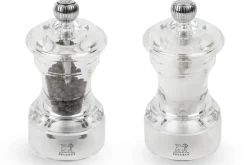 Coffret duo de moulins à poivre et à sel sec manuels Peugeot Bistro en acrylique 10cm