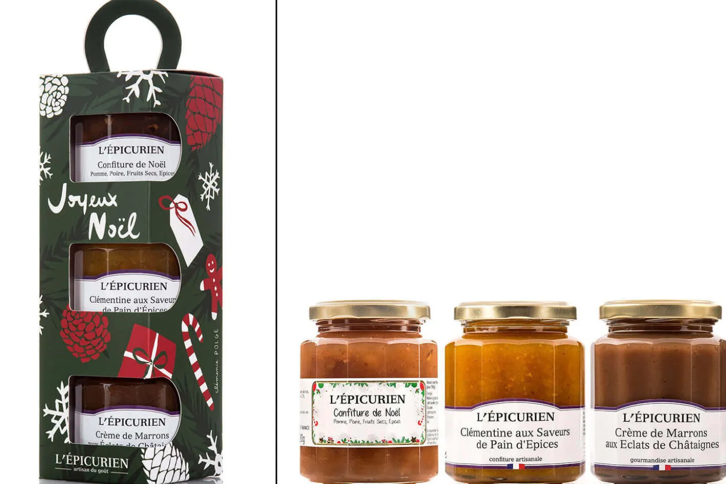 Coffret L'Épicurien Joyeux Noël - 3 confitures de 125g