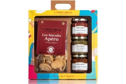 Coffret L'Épicurien Place de l'apéro - 3 tartinables + 150g de biscuits apéro