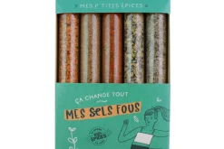 Coffret 5 mini tubes d'épices Le Monde en Tube Mes p'tites épices Mes sels fous