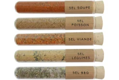 Coffret 5 mini tubes d'épices Le Monde en Tube Mes p'tites épices Mes sels fous