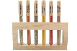 Coffret 6 épices en tube Le Monde en Tube Saveurs indiennes + support bois