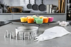 Coffret pâtissier Kitchencraft My Icing Set avec 14 douilles en acier inoxydable + poche en coton