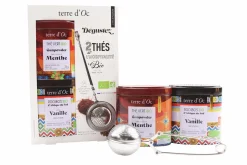 Coffret Terre d'Oc 2 thés bio en vrac : Rooibos + Menthe - 1 cuillère filtre à thé