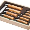 Coffret vitrine en bois Opinel Carbone 10 couteaux de poche manche hêtre