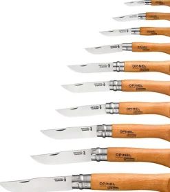 Coffret vitrine en bois Opinel Carbone 10 couteaux de poche manche hêtre
