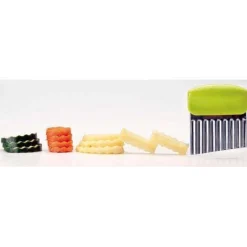 Coupe-légumes lame inox ondulée 8x10cm - manche vert