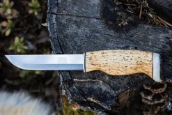 Couteau Arctic Legend Bear Knife AL866 artisanal lame 14,5cm manche en bouleau frisé + étui en cuir