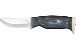 Couteau Arctic Legend Hunter's Knife AL965 artisanal lame 9cm manche en bois teinté noir + étui en cuir