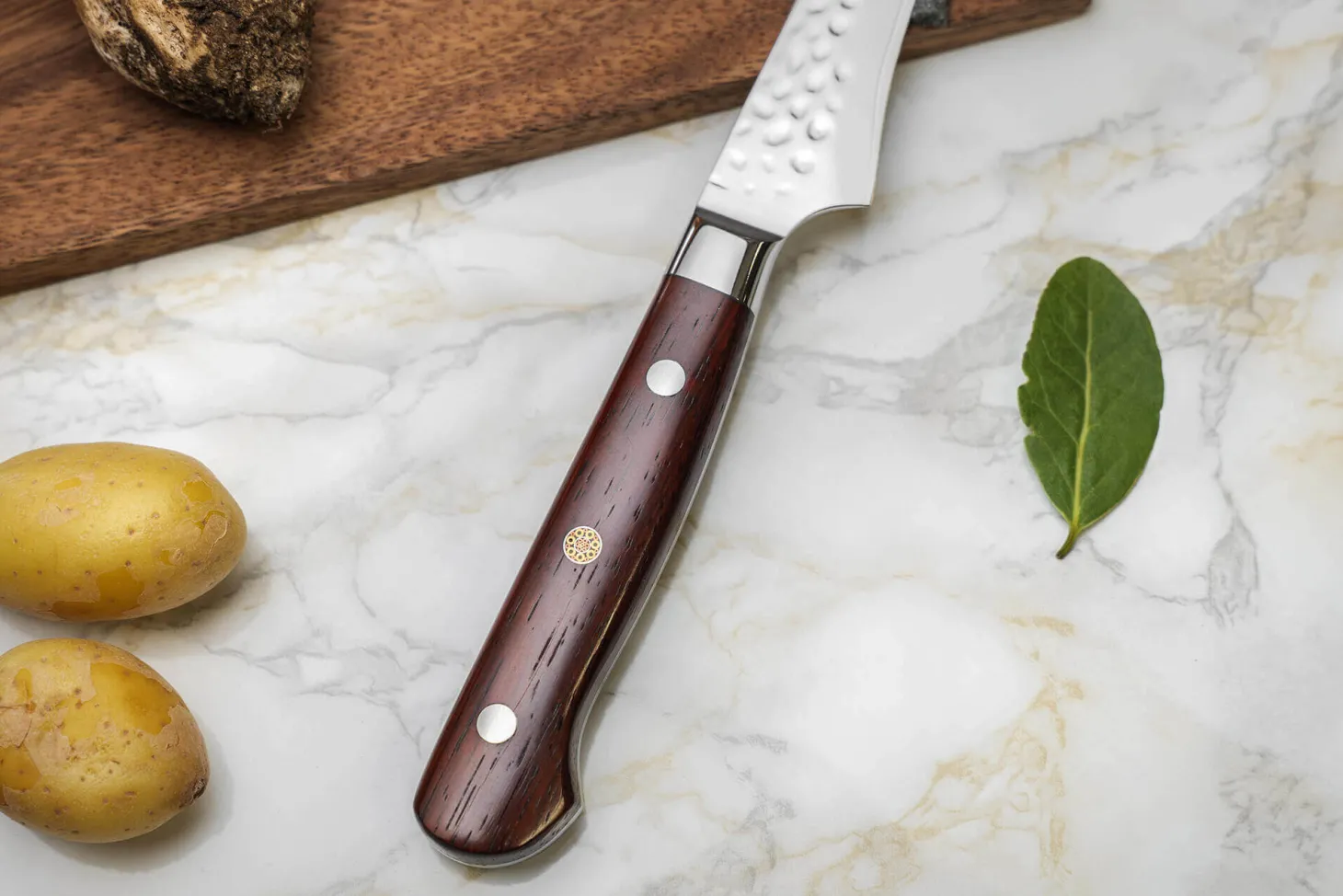 Couteau bec d'oiseau Fukito Rosewood Damas 67 couches 8cm