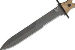 Couteau Benchmade SOCP 185SBK_1 lame semi-dentée 18cm manche ajouré en G10 taupe avec étui