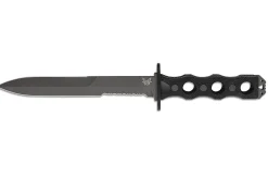 Couteau Benchmade SOCP 185SBK lame semi-dentée 18cm manche ajouré en G10 noir avec étui