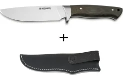 Couteau Böker Arbolito Hunter 02BA351M lame en acier 12cm manche en micarta vert + étui en cuir noir
