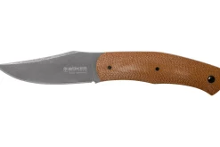 Couteau Böker Boxer Fixed 120503 lame en acier 8,4cm manche en micarta marron + étui en cuir