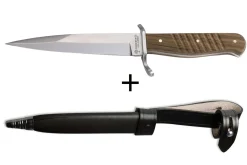 Couteau Böker Trench Knife 121918 lame en acier carbone 14,4cm manche en noyer + étui en cuir