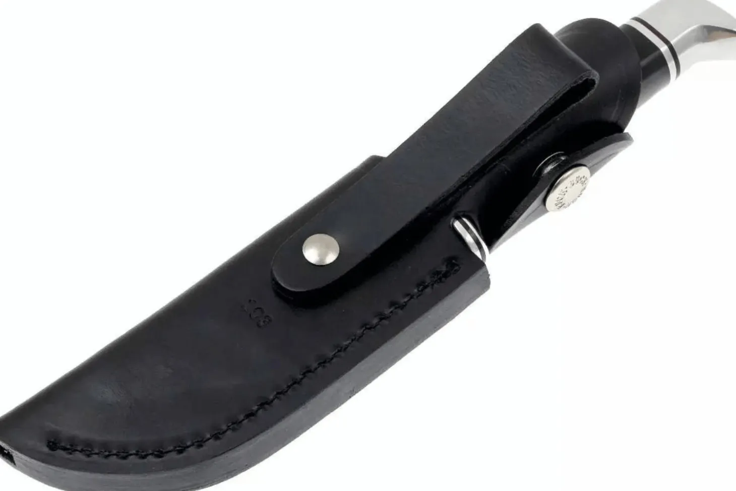 Couteau Buck 103 Skinner 0103BKS lame 10,2cm manche résine phénolique noir/alu avec étui en cuir