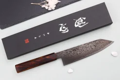Couteau bunka 18cm japonais artisanal Nakamura Kaishin Ginsan Black Damas