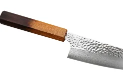 Couteau bunka 15cm japonais artisanal Wusaki Yaketa VG10 damas chêne brûlé
