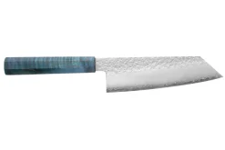 Couteau bunka 17cm japonais artisanal Hado Shiosai VG10 manche bleu
