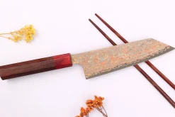 Couteau bunka 16cm japonais artisanal Takeshi Saji VG10 Rainbow Nashiji