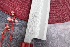 Couteau bunka japonais artisanal Tsunehisa Aogami Super martelé 17cm