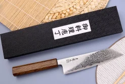 Couteau bunka japonais artisanal Wusaki Unagi AUS10 damas 17,5cm manche chêne
