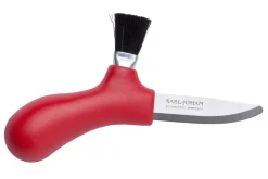 Couteau à champignons Mora Karl-Johan 12206 lame inox 6,2cm manche polypropylène rouge + étui