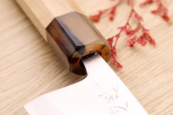Couteau deba 15cm japonais artisanal Nakamura Kaishin Saku WS2 en magnolia